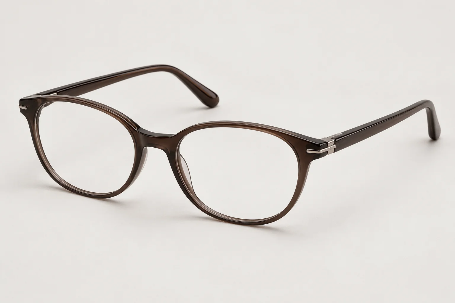 Linea, slim espresso oval prescription glasses with clear lenses