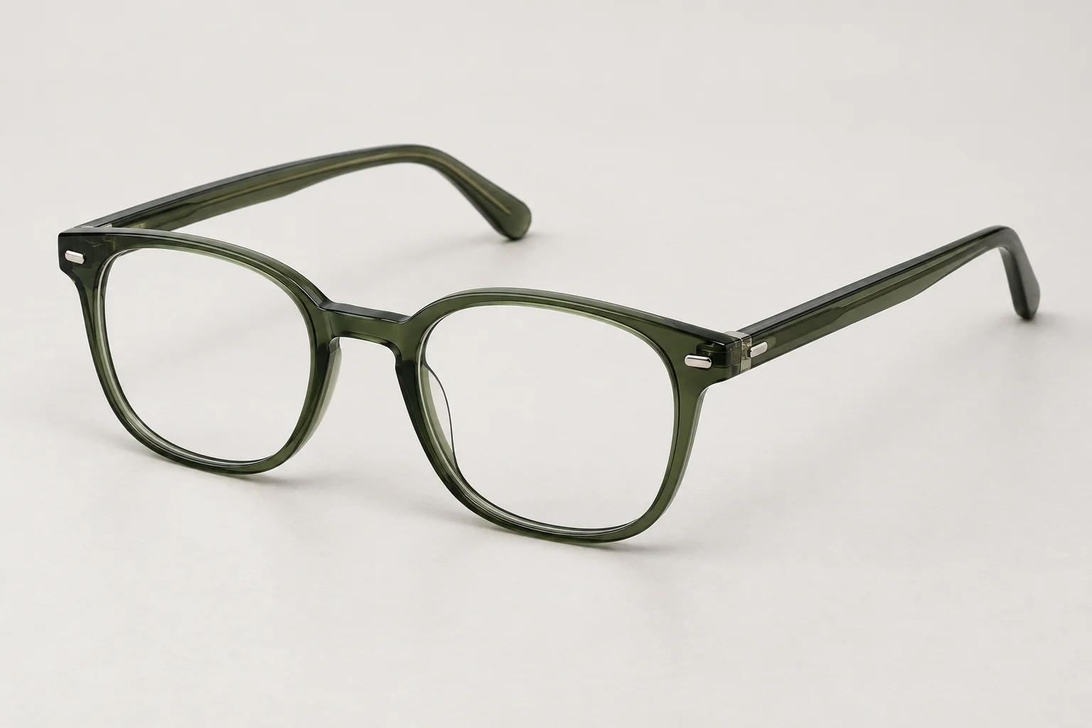 Onda, moss rounded rectangular prescription glasses with clear lenses